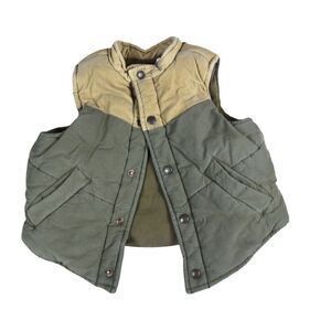 JANIE AND JACK Hunting Puff Vest Sz 2T Warm Snaps Corduroy Army Green